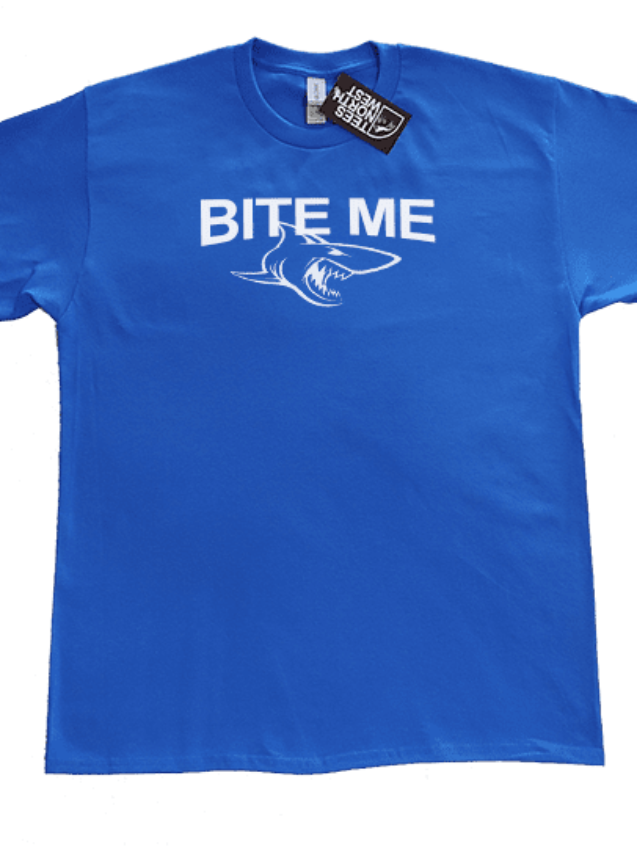 bite me, shark t-shirt, attitude tee shirt